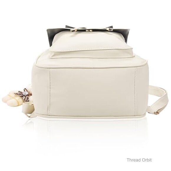 3-Piece PU Leather Backpack Set with Shoulder Bag and Card Holder main image 4